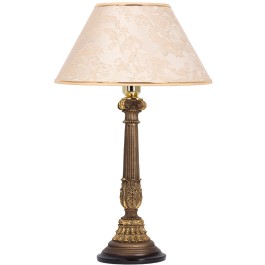 Настольная лампа Испанская Колонна Бронза с абажуром №38 Каледония Айвори
