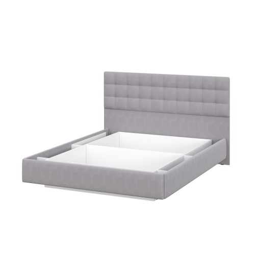 Кровать двойная №2 (универсальная 1.6х2.0) Серия 2 Белый/Серый ткань/Квадро Серый ткань